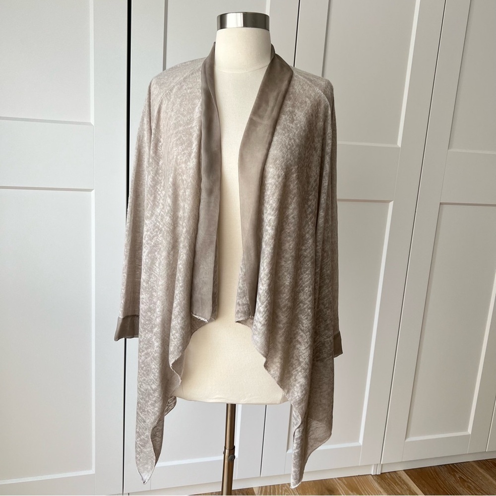 ELENA BALDI Open Front Cardigan, Chiffon Trim Cardigan, Sz.S